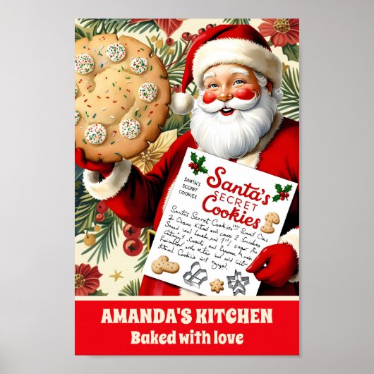 Santa's Secret Cookie Recept  Stijl Print (Voorkant)