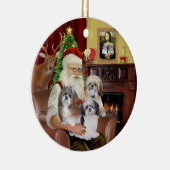 Santa's Shih Tzus (Drie) Keramisch Ornament (Rechts)