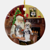 Santa's Shih Tzus (Drie) Keramisch Ornament (Achterkant)