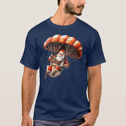Santa's Sky Dive: Kerstcadeau idee T-shirt (Voorkant)