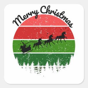 Santas Sleigh, getrokken door eenhoorns Vierkante Sticker