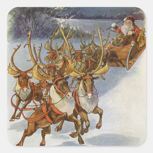  Santa's Sleigh met rendier Sticker Sheet (Voorkant)
