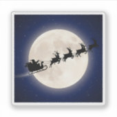 Santa's Sleigh & Reindeer Silhouette Over Moon Sticker (Voorkant)