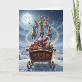 Santa's Sleigh Ride - Christmas Greeting Card Feestdagen Kaart