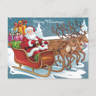 Santa's Sleigh Ride Kerstcadeaus en rendieren Briefkaart