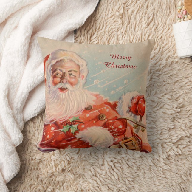 Santas Sleigh Ride Vintage Coussin de Noël (Couverture)