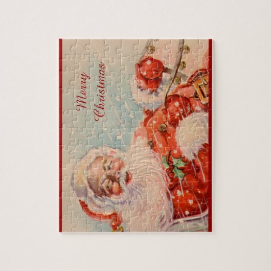 Santas Sleigh Ride Vintage Noël Puzzle (Vertical)