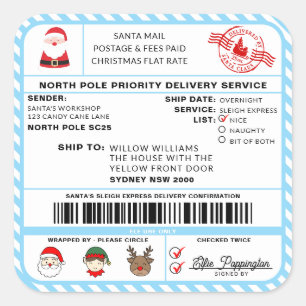 Santas Sleigh Sticker Étiquette de livraison de No