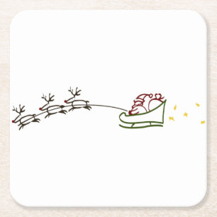 Santas Sleigh Vierkante Kartonnen Onderzetter