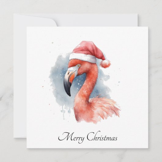 Santa's Snowbird Flamingo, op maat Feestdagenkaart (Voorkant)