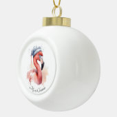 Santa's Snowbird Flamingo, op maat Keramische Bal Ornament (Rechts)