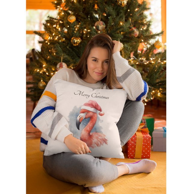 Santa's Snowbird Flamingo, op maat Kussen (Creator heeft geüpload)