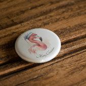 Santa's Snowbird Flamingo, op maat Ronde Button 3,2 Cm
