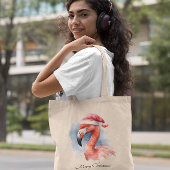 Santa's Snowbird Flamingo, op maat Tote Bag