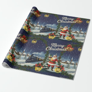 Santa's Snowy Express Retro-inpakpapier Cadeaupapier
