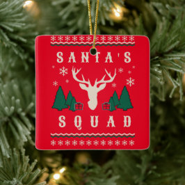 Santa's Squad Ugly kerstSweater Keramisch Ornament