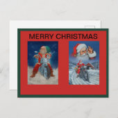 Santas sur les motocyclettes carte postale (Devant / Derrière)