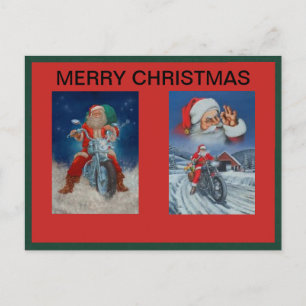Santas sur les motocyclettes carte postale