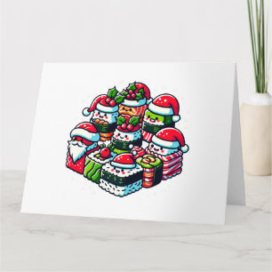 Santa's Sushi Delight - Feestelijke Kerstkunst Kaart
