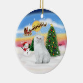 Santas Take Off - Witte Perzische kat Keramisch Ornament (Rechts)
