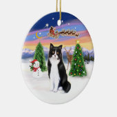 Santas Take Off - Zwart-wit kat (ASH) Keramisch Ornament (Rechts)