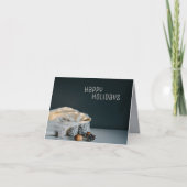 Santa's tas met touwlichten, pijnbomen en noten feestdagen kaart (Voorkant)