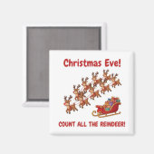 Santa's Team Reindeer Counting Game Christmas Eve Magneet (Voorkant / Achterkant)