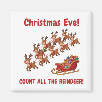 Santa's Team Reindeer Counting Game Christmas Eve Magneet