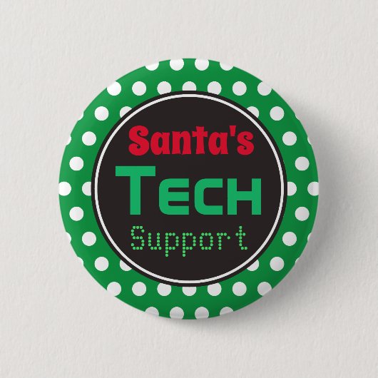 Santa's Tech Support Christmas Button Pin (Voorkant)