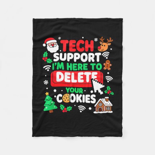 Santa's Tech Suprt Rebooting Christmas Computer Me Fleece Deken (Voorkant)