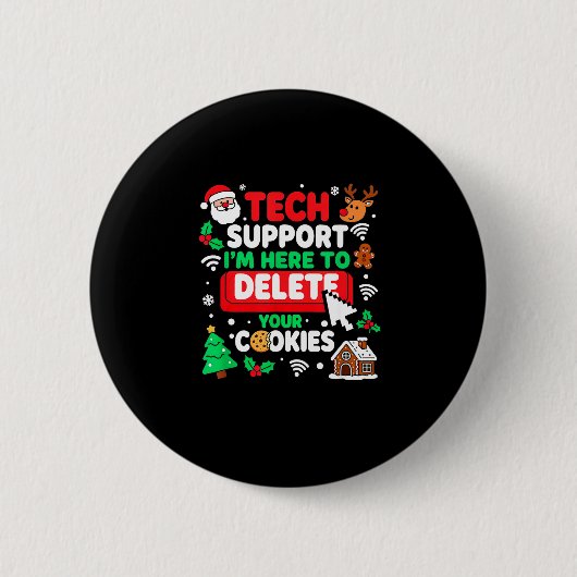 Santa's Tech Suprt Rebooting Christmas Computer Me Ronde Button 5,7 Cm (Voorkant)