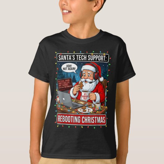 Santa's Tech Suprt_ Rebooting Christmas Funny T-shirt (Voorkant)
