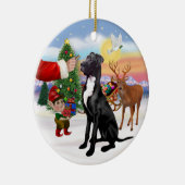 Santas Treat - Black Great Dane Keramisch Ornament (Rechts)