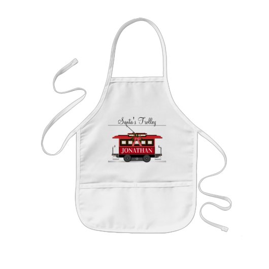 Santa's Trolley Kids Craft Apron Kinder Schort (Voorkant)