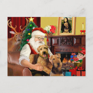 Santas Twee Airedales Feestdagenkaart