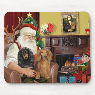 Santa's twee lange gevlekte dachshunds muismat