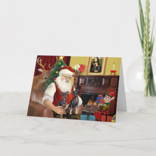 Santa's twee miniatuur pinschers. feestdagen kaart