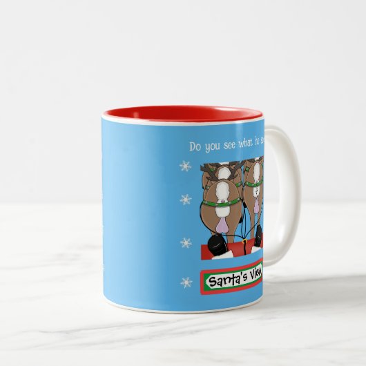 Santa's Uitzicht 2 Tweekleurige Koffiemok (Voorkant rechts)