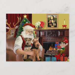 Santa's Welsh Terriers (TWO) Feestdagenkaart