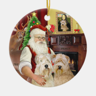 Santa's Wheaten Terriers (TWEE) Keramisch Ornament