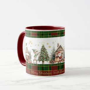 Santa's Workshop Elfen Rood Groen Kerst Tartan Mok