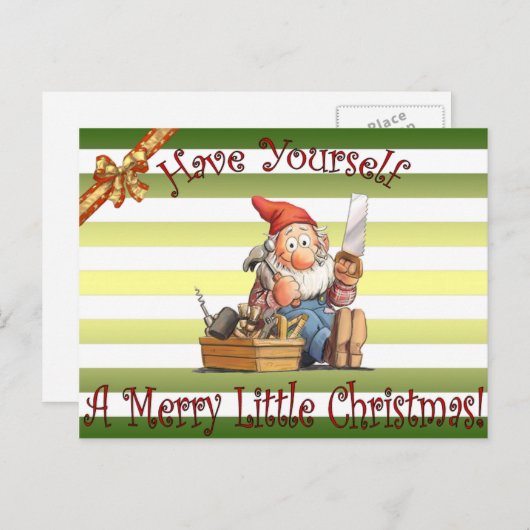 Santa's Workshop Elfs ~ Toolbox Elf ~ Kerstmis ~ Feestdagenkaart (Voorkant / Achterkant)