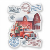 Santa's Workshop Gift Delivery Truck Sticker (Voorkant)