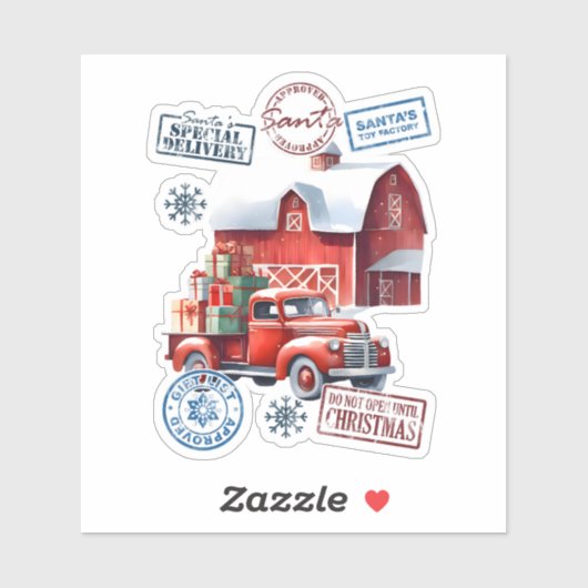 Santa's Workshop Gift Delivery Truck Sticker (Vel)