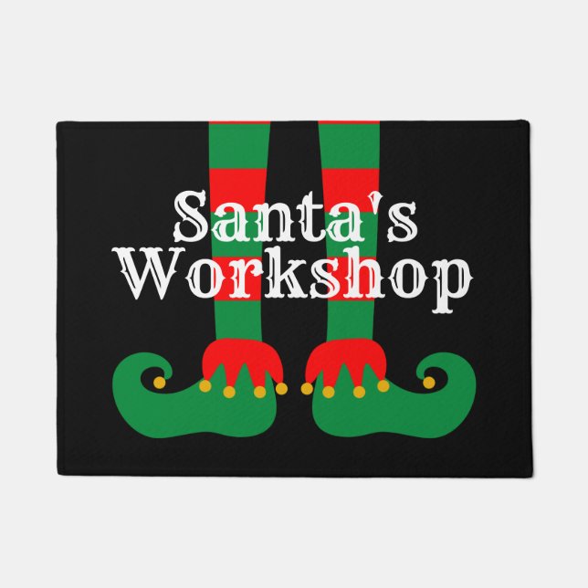 Santa's Workshop grappige zelfklevende kerstcadeau Deurmat (Voorkant)