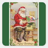 Santa's Workshop Green Vierkante Sticker (Voorkant)