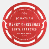 Santa's Workshop Merry Kerstmis Noordpool Ronde Sticker (Voorkant)