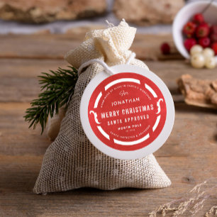 Santa's Workshop Merry Kerstmis Noordpool Ronde Sticker