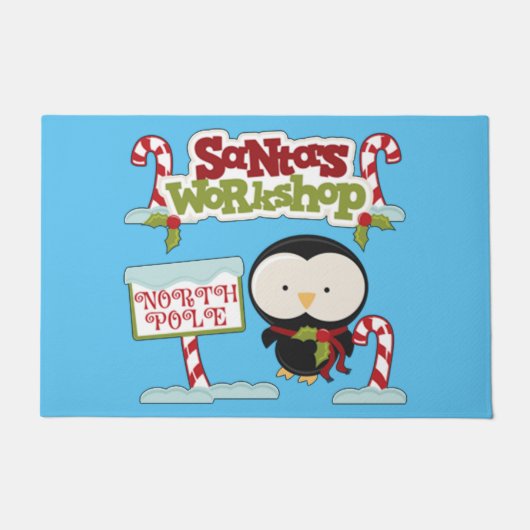 Santa's Workshop Penguin Deurmat (Voorkant)