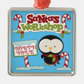 Santa's Workshop Penguin Metalen Ornament (Voorkant)